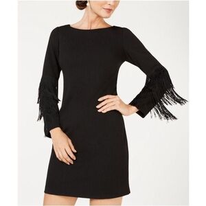 Adrianna Papell Fringe-Sleeve Shift Dress